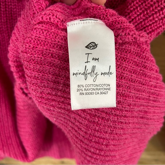 NIC+ZOE Magenta Rose Pink Shaker V-Neck Sweater Barbie Women's Sz L - Picture 6 of 7